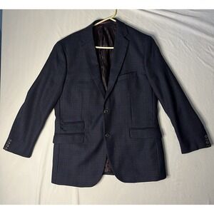 Johnson and Murphy Wool Sports Coat Jacket Blazer Men's Size Large Plaid Dress